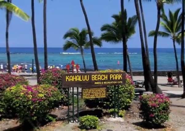 Kahaluu Park Sign in Kona Big Island Hawaii